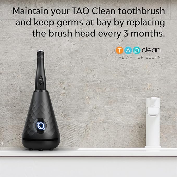 TAO Clean Umma Diamond Sonic Toothbrush Replacement Heads (3-Pack) ? Replacement Heads for the TAO Clean Electric Toothbrush and Docking Station Black