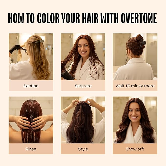 Overtone Color Depositing Semi-Permanent Hair Dye Conditioner - 8 oz For Natural &amp Color-Treated Hair Moisturizing Shea Butter &amp Coconut Oil - Vegan &amp Cruelty-Free Auburn Brown