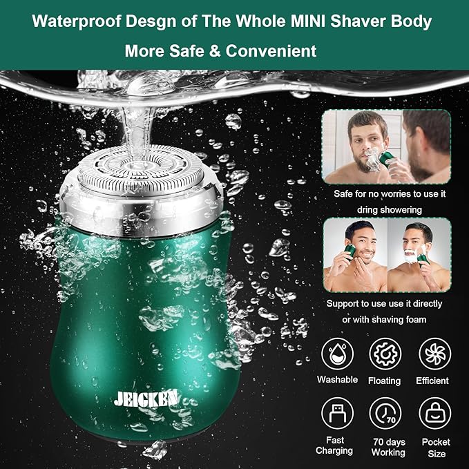 Facial Hair Remover for Women Men Mini Electric Face Shaver for Womens Face Razor Body Chin Lip Mustache Neck Armpit Peach Fuzz Portable Green Rechargeable Electric Painless Hair Trimmer