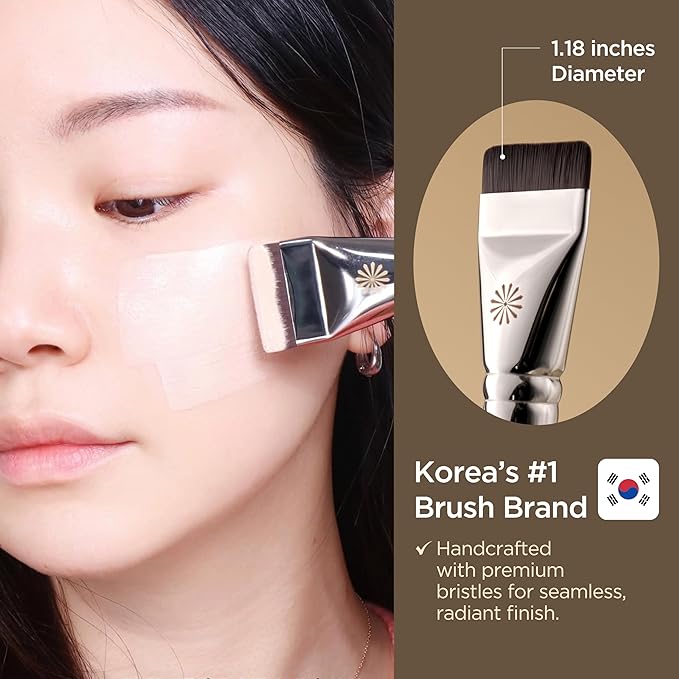 Korean Piccasso Brush FB11 Spatula Brush ? Professional Foundation Brush for Liquid Makeup Flat and Soft Bristles for Seamless Application Ideal for Liquid Foundation and Cream Face Makeup