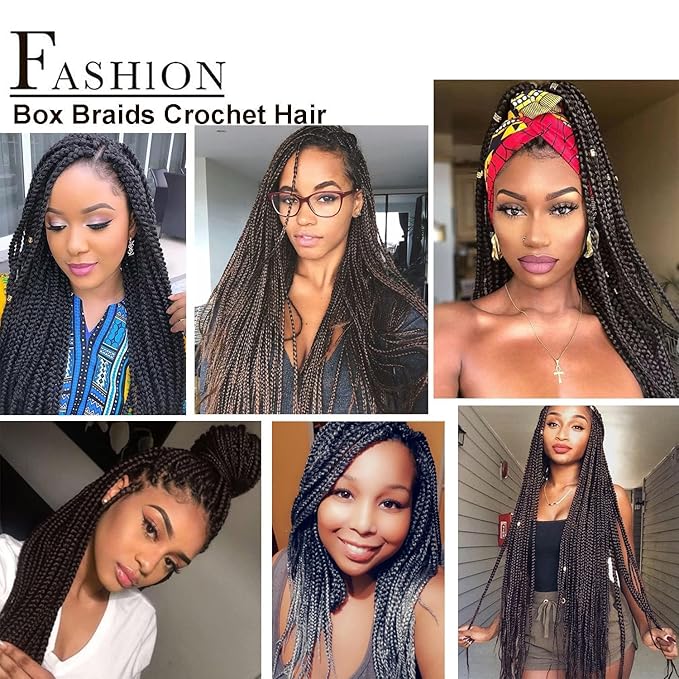 7 Packs Goddess Box Braids Crochet Hair 18 Inch Ombre Prelooped Crochet Box Braids Crochet Hair for Black Women Braiding Hair (18 Inch (Pack of 7) 1B/30/27)