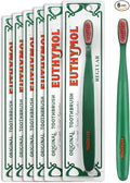 Euthymol Original Toothbrush (Regular 6 Count) - Standard-Sized Curved Soft Bristles for Sensitive Teeth Gums. Effective Gentle Cleaning for Entire Family.