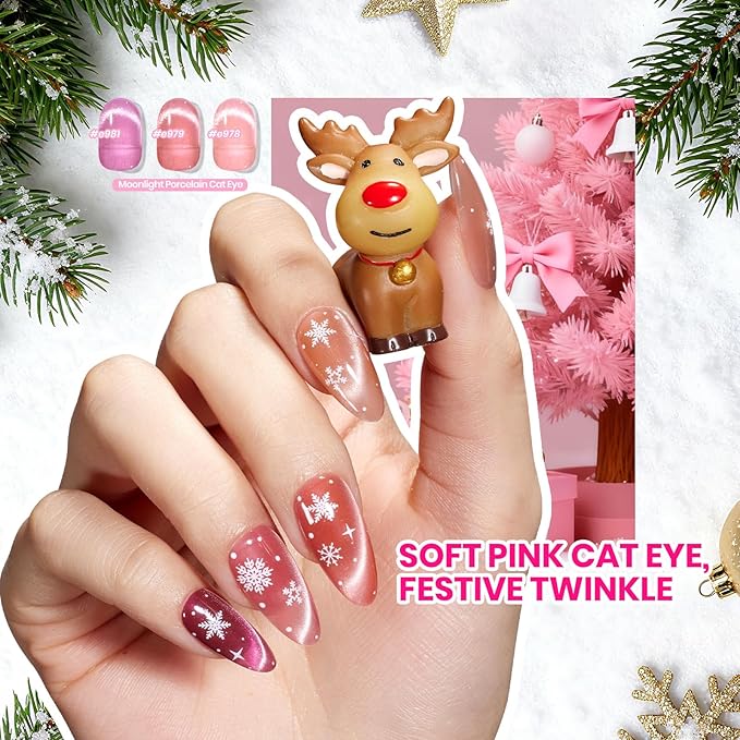 Beetles Cat Eye Gel Nail Polish Set - 36 Colors Gift Spree Red Purple Brown Green Burgundy Magnetic Christmas Gel Polish Kit Base Glossy Matte Top Coat Soak off UV DIY Salon Nail Art Gift for Women