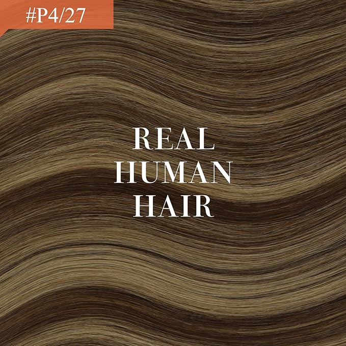 Ve Sunny Ponytail Extension Real Human Hair for Women Clip in Ponytail Hair Extension Straight Hair Pieces Wrap Around Chocolate Brown Mix Caramel Blonde 18inch 80G