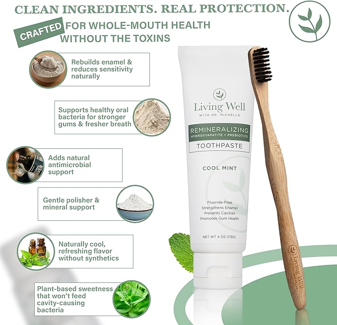 Hydroxyapatite Toothpaste ? Fluoride-Free Remineralizing Formula with PROtektin ? Supports Enamel Strength Oral Microbiome &amp Gum Health ? Mint ? 4 oz