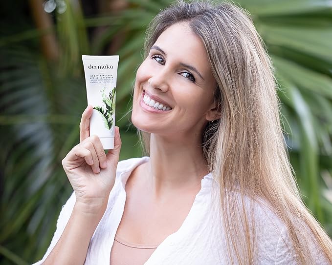Dermaka Sunscreen SPF 42 for Face &amp Body ? 2-in-1 Lightly Tinted Mineral Sunscreen with Zinc Oxide &amp Titanium Dioxide ? Skin Soothing Water-Resistant 80 Min 3.4 oz
