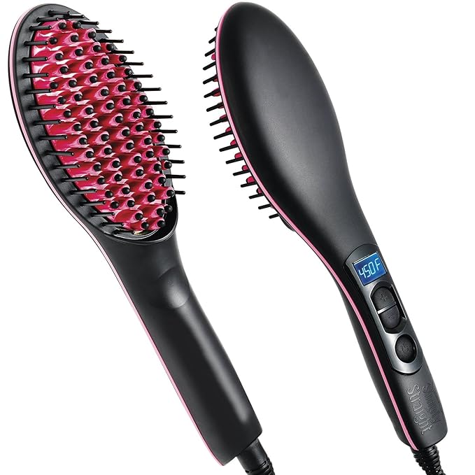 Simply Straight Ceramic Hair Straightening Brush Black/Pink