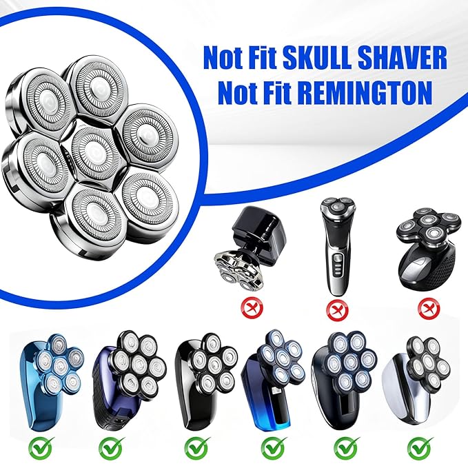 7 Head Shaver Replacement Head Shavers for Bald Men for Most Brand Men Foil Shaver Razor Universal Shaver Head3pack