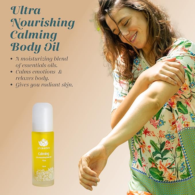 Shankara Calming Body Oil for Women and Men with Avocado Sesame Almond Jasmine Vetiver and Borage ? Perfect Moisturizing Body Oil for Relaxing Mind and Body. (30ml/1 bottle)