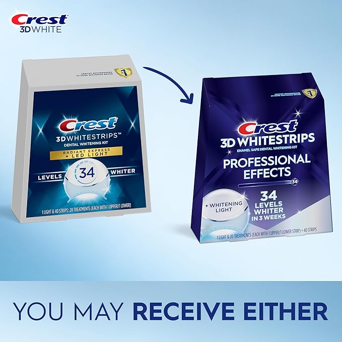 Crest 3D Whitestrips Professional Effects + LED Light ? Teeth Whitening Kit 1 Light + 20 Treatments Each with 1 Upper/1Lower 40 Strips ? Crest 3DWhite Teeth Whitening Strips