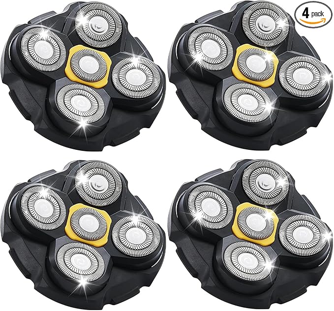 Shaver Replacement Heads Compatible with Microtouch Titanium Head Shaver for Bald Men 4 Pack