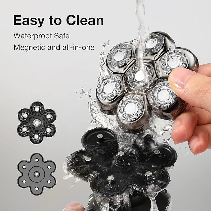7 Blade Floating Replacement Shaving Head Washable Shaver Blade Heads Replacement for Head Shaver Wet &amp Dry Compatible for Rotary Shavers