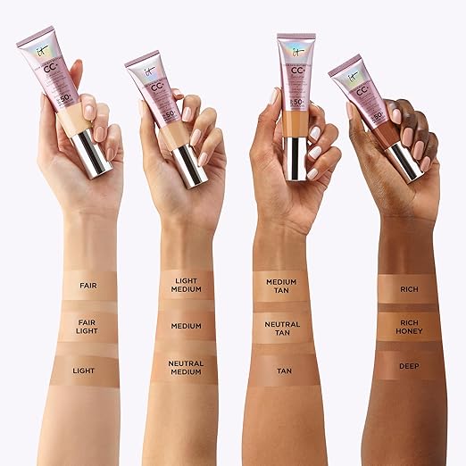 IT Cosmetics CC+ Cream Illumination - Radiant Full Coverage Foundation With SPF 50+ Color Corrector &amp Hydrating Anti-Aging Serum Hydrolyzed Collagen + Peptides Normal to Dry Skin - 1.08 fl oz