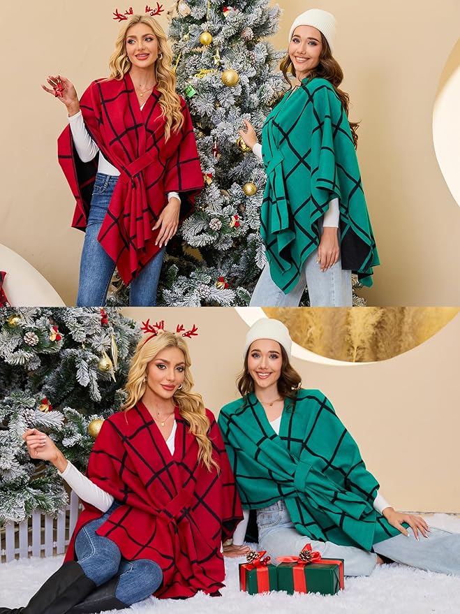 Moss Rose Women's Shawl Wrap Poncho Ruana Cape Open Front Cardigan Shawls for Fall Winter