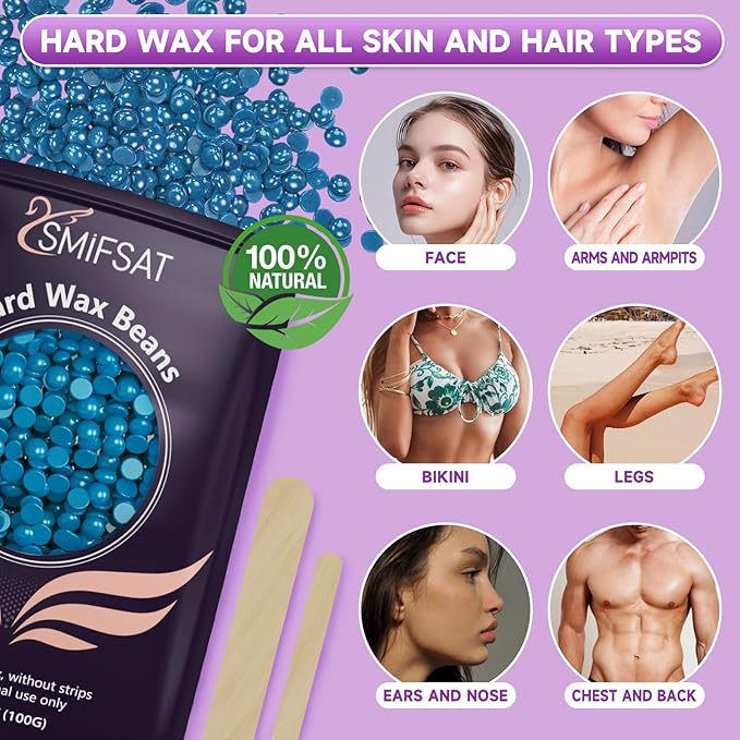 Waxing kit for women Digital Hard Wax Warmer with 4 Packs of Natural Wax Beans (14.1oz) Silicone Bowl and Waxing Accessories Professional for Bikini Face Brazilian Body and Home Salon - Black
