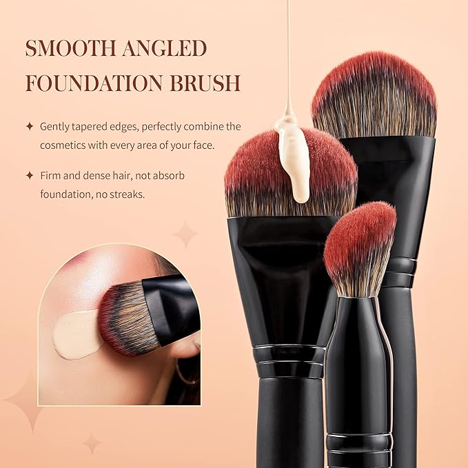 Jessup Full Makeup Brushes Set 13pcs Professional Vegan Foundation Powder Contour Blush Highlight Eyeshadow Blending Concealer Spoolie EyeLiner Brush Phantom Black T300