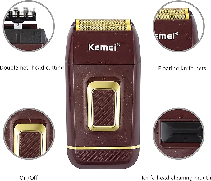 KEMEI Foil Shaver Double Electric Shaver for Men Electric Razors Head Shavers for Bald Men Barber Supplies Hair &amp Beard Trimmer Cordless Rechargeable