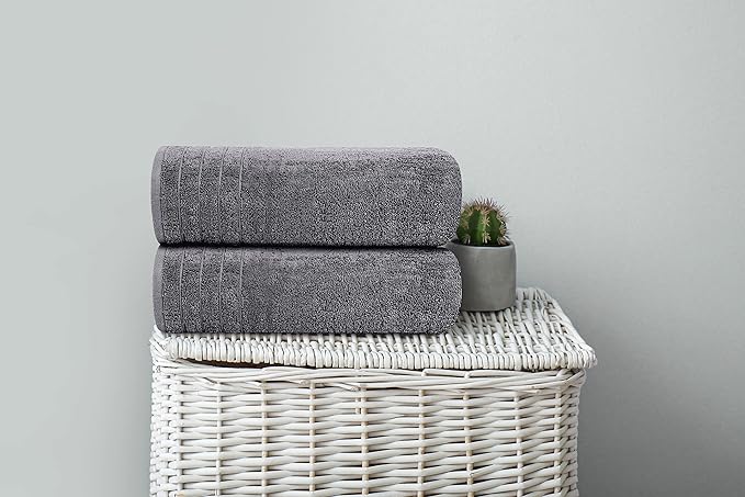 Tens Towels Pack of 4 Extra Large Bath Towels 30 x 60 Inches 100% Cotton Larger &amp Lighter Weight Quicker to Dry Super Soft and Absorbent Perfect for Bathroom Dark Grey