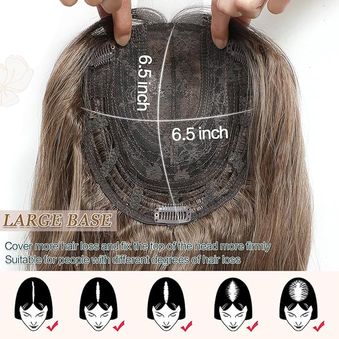 20 Wavy Hair Topper 6.5x6.5 Base Size Hair Toppers for Women Synthetic Hairpieces for Women with Thinning hair Wavy Clip In