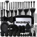 56Pcs Black Makeup Brushes Set Professional with Case Premium Synthetic for Foundation Concealer Blush Eyeshadow Powder Contour Makeup Brush Kit Face Eye Make up Brushes &amp Tools