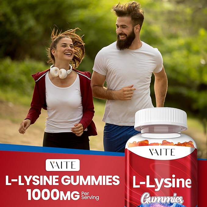 L-Lysine 1000mg Gummies - Supports Skin Lip Vegan Gluten Free 60 Chewable Lysine for Adults Vitamins Tissue Health &amp Immune System Amino Acid Vitamin Supplement &amp Complex Supplements (3