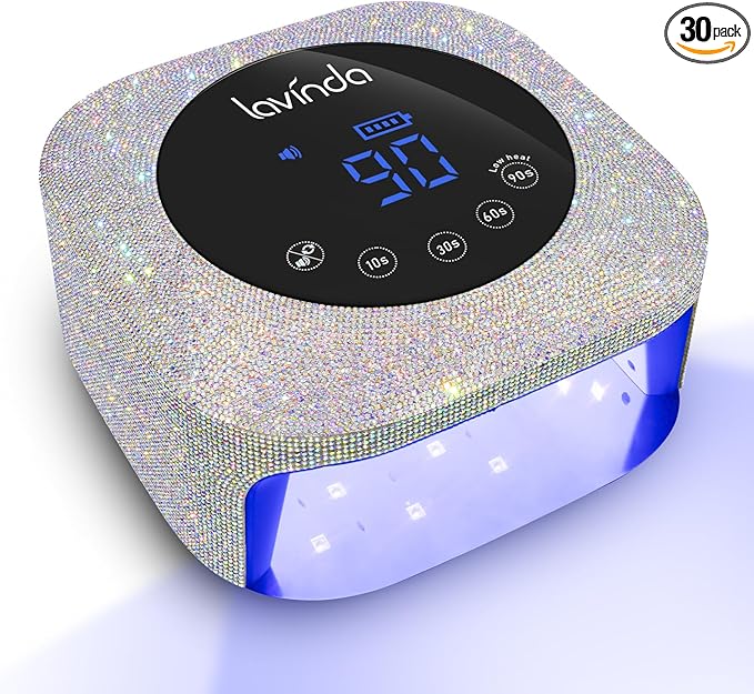 Lavinda UV LED Nail Lamp 54W Rechargeable Cordless Nail Lamp Nail Dryer Gel Polish UV Nail Light with 4 Timer Setting Professional Quick Dry Curing Lamp with Display Auto Sensor for Salon &amp Home