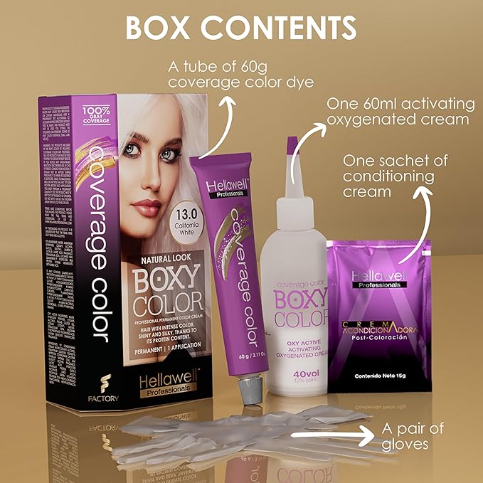 Professional Coloring kit - Permanent color cream hair dye. 13.0 California White + Violet -Purple Shampoo and Conditioner Kit Toner for Blonde Hair Neutralizes yellow and orange tones.