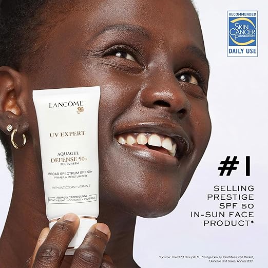 Lanc?me UV Expert Defense SPF 50+ Primer &amp Moisturizer | 3-in-1 Facial Sunscreen with Broad Spectrum Protection | Lightweight Hydrating Non-Greasy Aquagel Texture