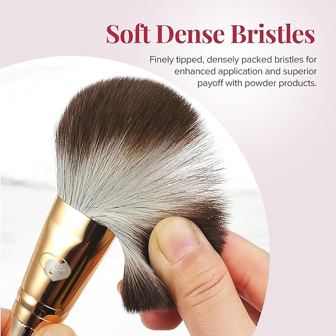 Delbar Gold Makeup Brushes by Lady of Eshgh | 8pc Full Face Makeup Brush Set with Travel Bag | Professional Make Up Brushes | Cruelty Free Natural Hair-Like Bristles