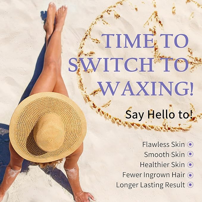 Maxpearl 2.5LB Hard Wax Beads for Hair Removal Natural Lavender Formula - Brazilian Waxing Sensitive Skin Face Underarms Legs Back Chest and More with 20 Wax Sticks Purple