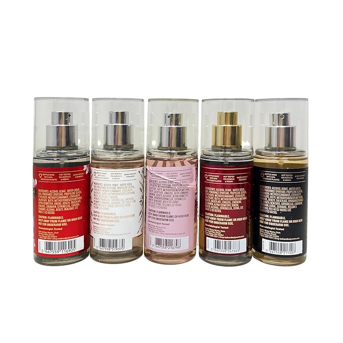 Best of Bath &amp Body Works 5-piece Mini Fine Fragrance Mist Gift Set - Japanese Cherry Blossom- A Thousand Wishes - Pure Wonder - Luminous - Into The Night - with a Natural Oats Soap Sample