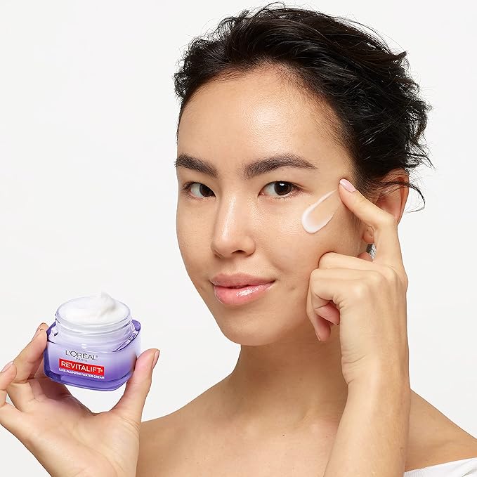 L'Oreal Paris Revitalift Moisturizer Hyaluronic Acid Water Cream with Ceramides Deeply Hydrating Fragrance Free 1.7 oz + Serum Sample
