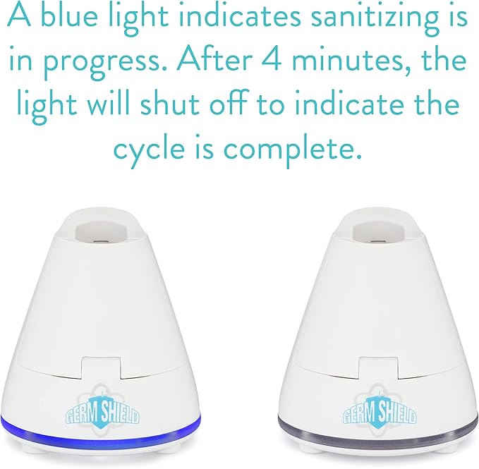 TAO Clean Germ Shield UV Toothbrush Sanitizer ? Universal Cleaning Station that Accommodates all Manual and Electric Toothbrushes Travel Friendly Kills 99.9% of Germs
