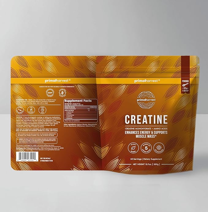 Primal Harvest Creatine Powder Supplement for Men and Women's Fitness Workouts and Muscle Growth to Help Promote Recovery Strength Energy and Endurance (2)
