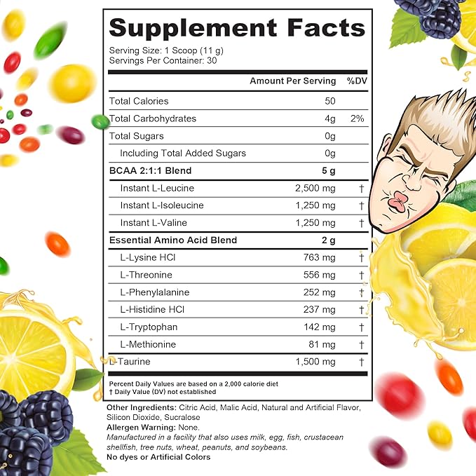 Cutler Nutrition Generate EAA and BCAA Powder: Best Branched Chain Amino Acids Supplement with Essential Amino Acids 5g BCAAs 2g EAAs for Lean Muscle Mass | Sour Lemonade 30 Servings