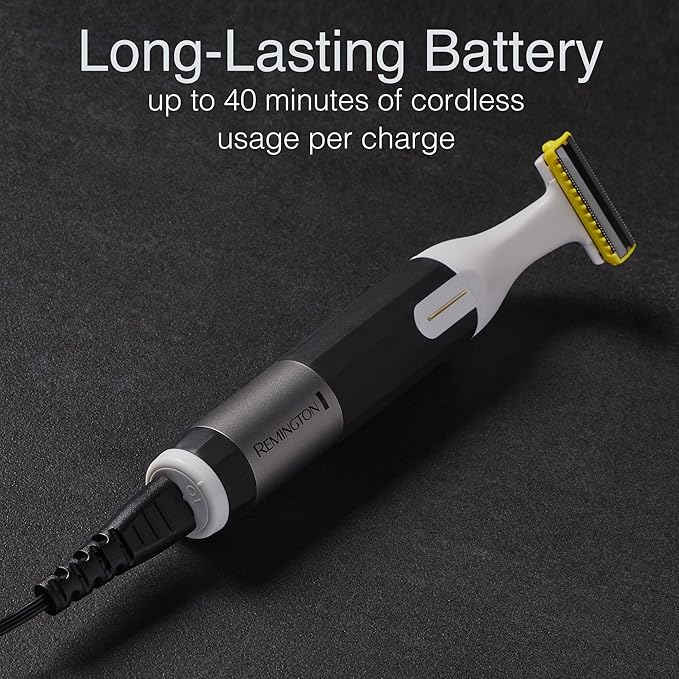 Remington Omniblade Face &amp Body Shaver for Men 100% Waterproof Rechargeable Razor with Removable Head 35mm Main Blade + 7 Attachments (Adjustable Precision Stubble Combs &amp Micro Trimmer)