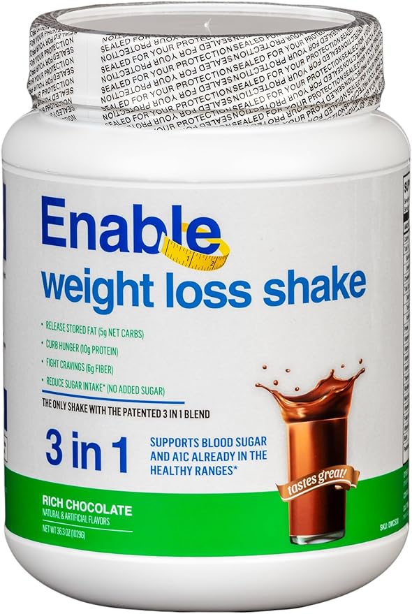 Enable Weight Loss Shake - Rich Chocolate Flavor for Delicious &amp Nutritious Meal Replacement 2lb 11oz