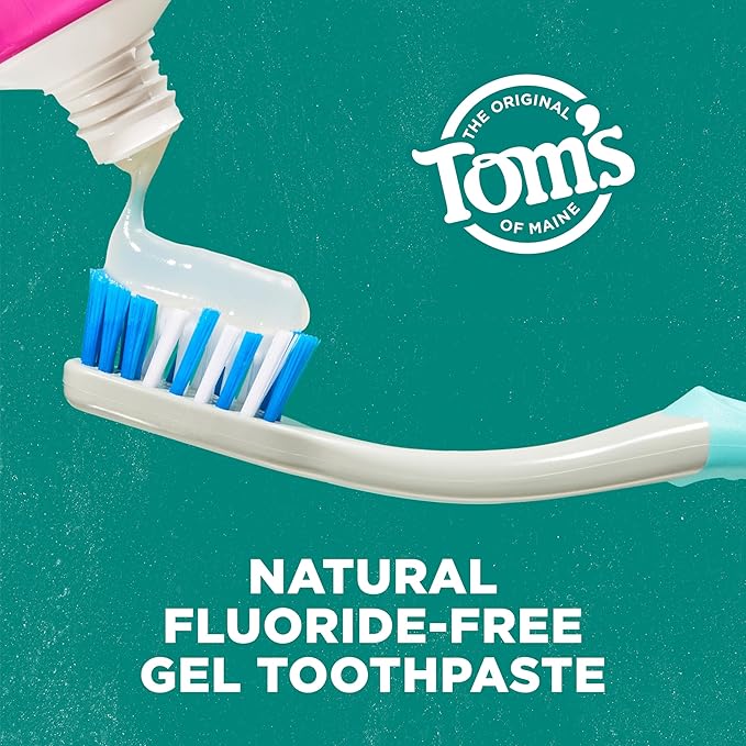 Tom's of Maine Antiplaque and Whitening Fluoride Free Natural Toothpaste Gel Vegan Spearmint 4 Ounces (3 Pack)