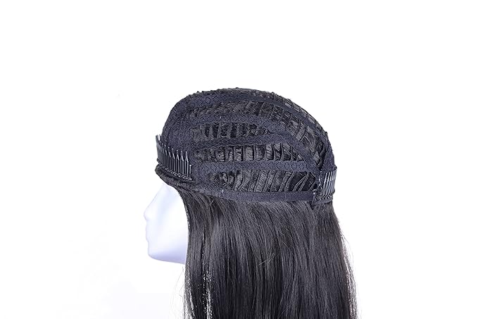 Onedor 22 Semi Curly Hair Women Ladies 3/4 Half Wig Premium Japanese Synthetic fibers Wigs with Secured Mesh Head Cap (R1)