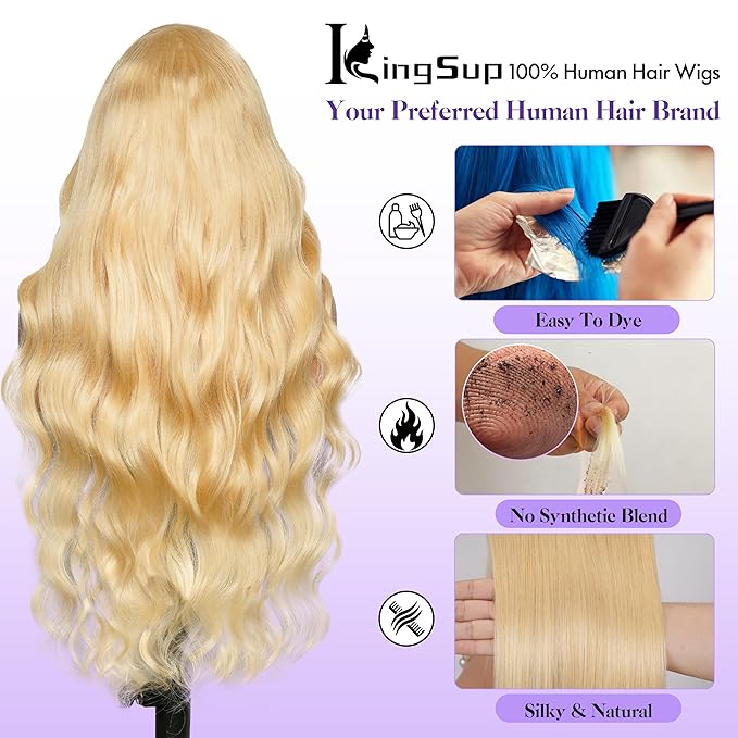 613 13x6 Lace Front Wig Human Hair Pre Plucked 250 Density 18 Inch Body Wave Blonde Wig Human Hair 613 HD Lace Frontal Wigs 13x6100% Real Human Hair No Tangle No Shedding Triple Lifespan 3X