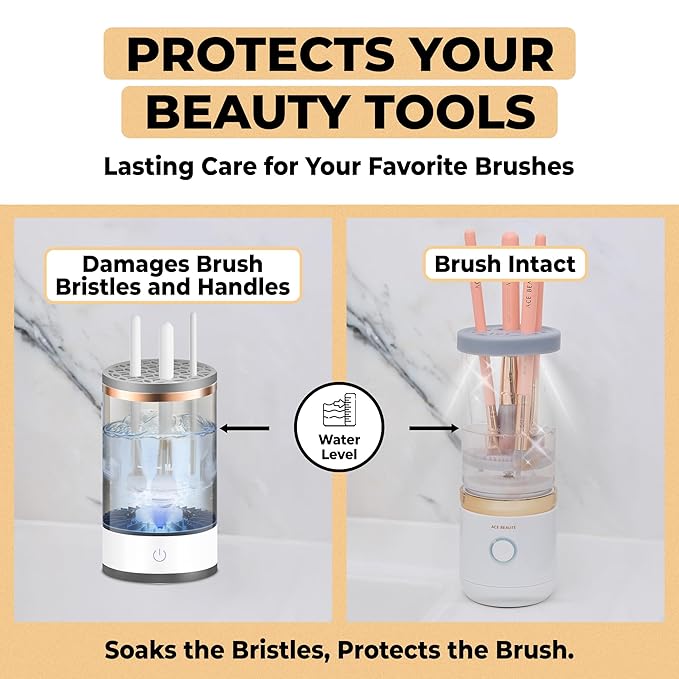 Ace Beaut? Premium Electric Makeup Brush Cleaner Machine Automatic Sponge and Make Up Brush Cleaner Rechargeable and Efficient Deep Cleaning Tool for Beauty Enthusiasts and Professionals