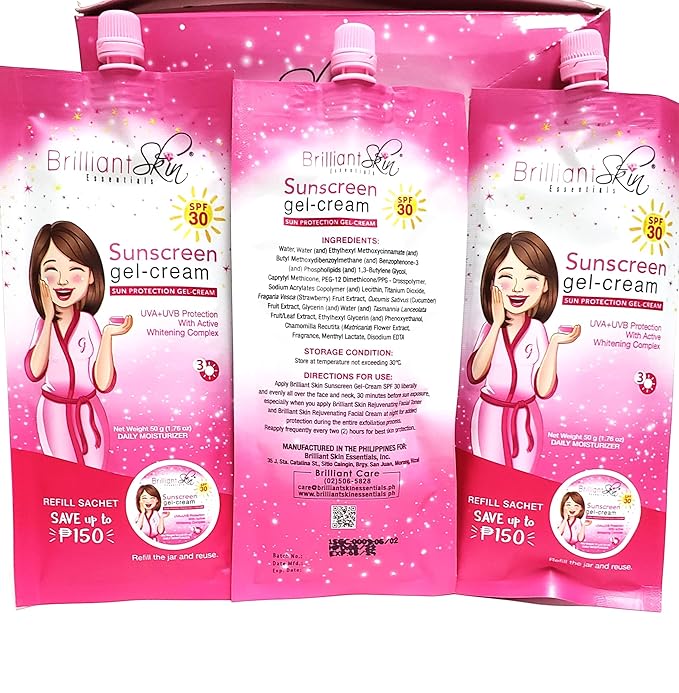 Brilliant Skin Sunscreen Gel-Cream SPF 30 Sachet Size 50 gram (Pack of 3)