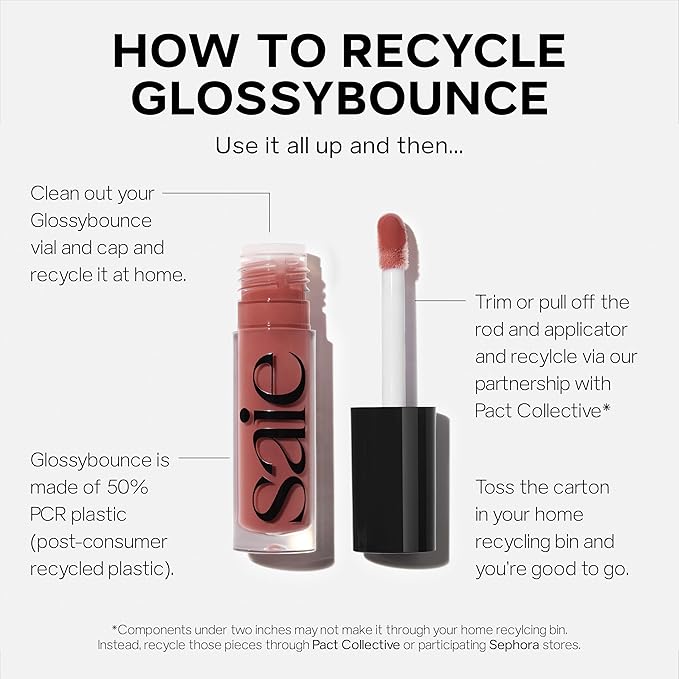 Saie Glossybounce - Hydrating Lip Gloss and Tinted Lip Oil Hybrid with Hyaluronic Acid &amp Jojoba Oil for Non-Sticky Ultra-Shiny Plump &amp Soft Lips - Everyday Makeup Essential - Dip (.17 oz)