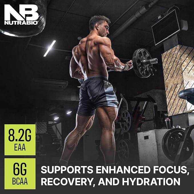 NutraBio Alpha EAA - All-Day Amino Acids for Muscle Growth and Hydration - Essential Amino Acids with Nootropics &amp Adaptogens- Full Spectrum EAA BCAA Powder - 30 Servings - Grape Berry Crush