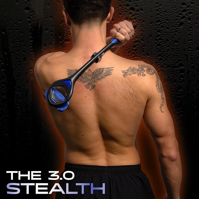 baKblade 3.0 Stealth Back Shaver ? 23 Handle ? Includes 3 Extra Blade Refills ? Pain-Free Shave for Men