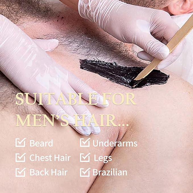 Maxpearl 2.5LB Hard Wax Beads for Hair Removal Men?™s Coarse Hair Formula - Brazilian Waxing Sensitive Skin Face Underarms Legs Back Chest and More with 20 Wax Sticks Black