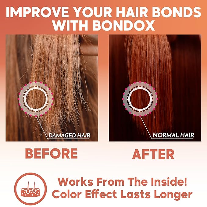 HAIR MASK FOR DAMAGED HAIR Red Shine Color BONDOX HAIR 8.8 oz Depositing Mask Almond Oil Formaldehyde-Free Repairs the Hair Elasticity and Flexibility Softens Moisturizers Marine Seaweed Collagen