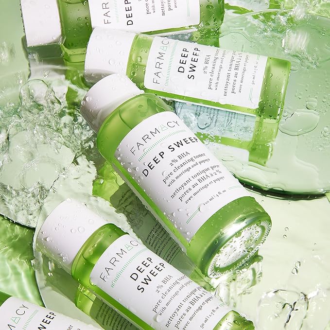 Farmacy 2% Salicylic Acid Toner for Face - Deep Sweep Gentle BHA Exfoliant for Oily Skin - Refines Texture with Papaya Enzymes &amp Moringa Water for a Healthy-Looking Complexion (120ml)