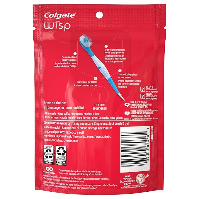 Colgate Max Fresh Wisp Disposable Mini Travel Toothbrushes Peppermint 24 Count (Pack of 4)