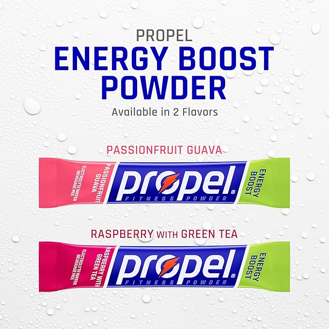 Propel Energy Boost Zero Calorie Powder Packets with Electrolytes and Caffeine Raspberry Green Tea (120 Pack)